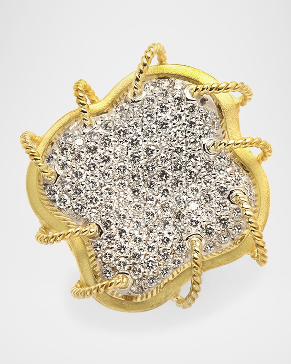 Karizma 18k Diamond Statement Ring w/ Twisted Wires, Size 6.5